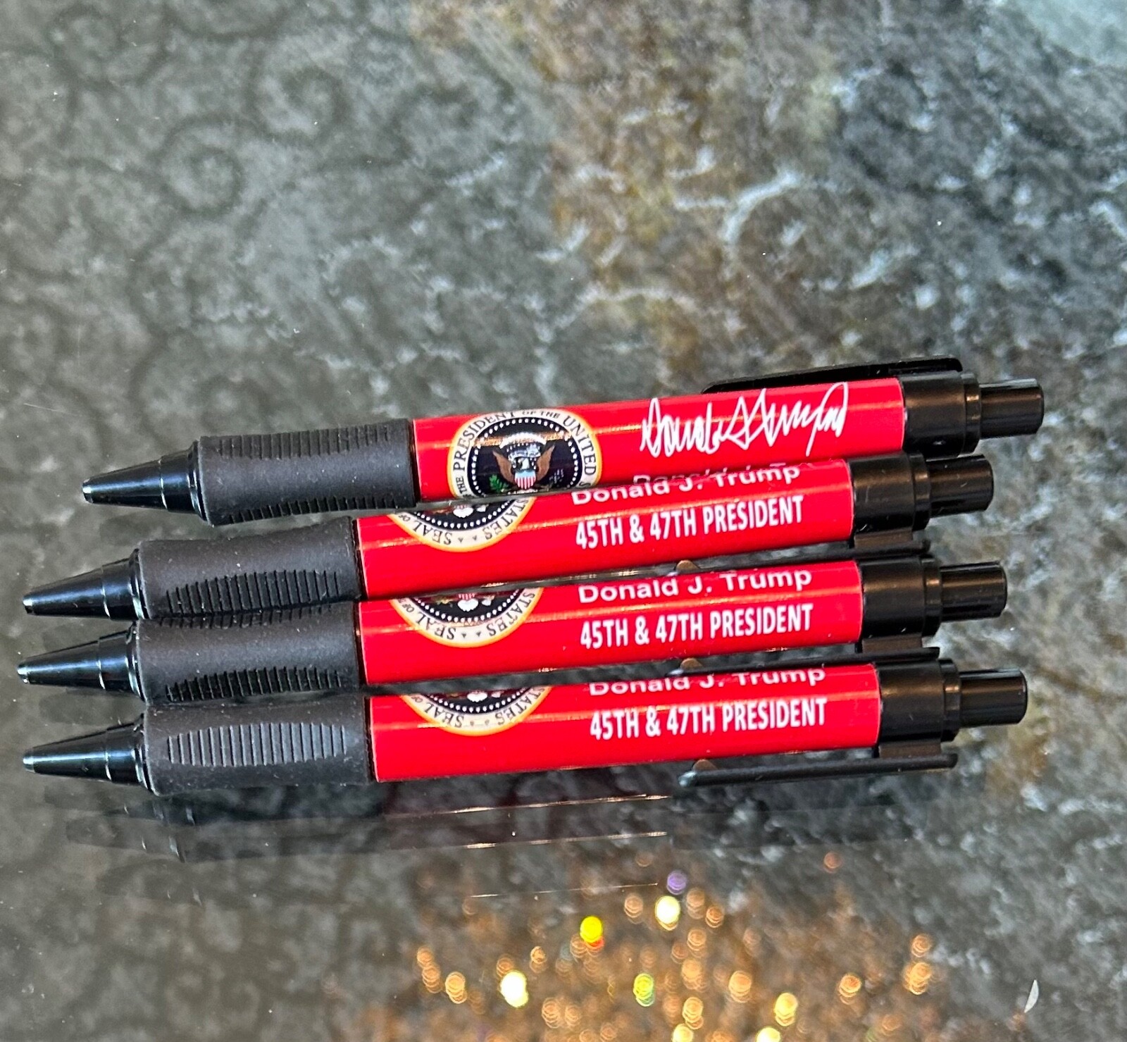 5 TRUMP PENS 1 EAGLE SEAL BLUE METAL + 4 RED PLASTIC MAGA GOP REPUBLICAN 45-47th