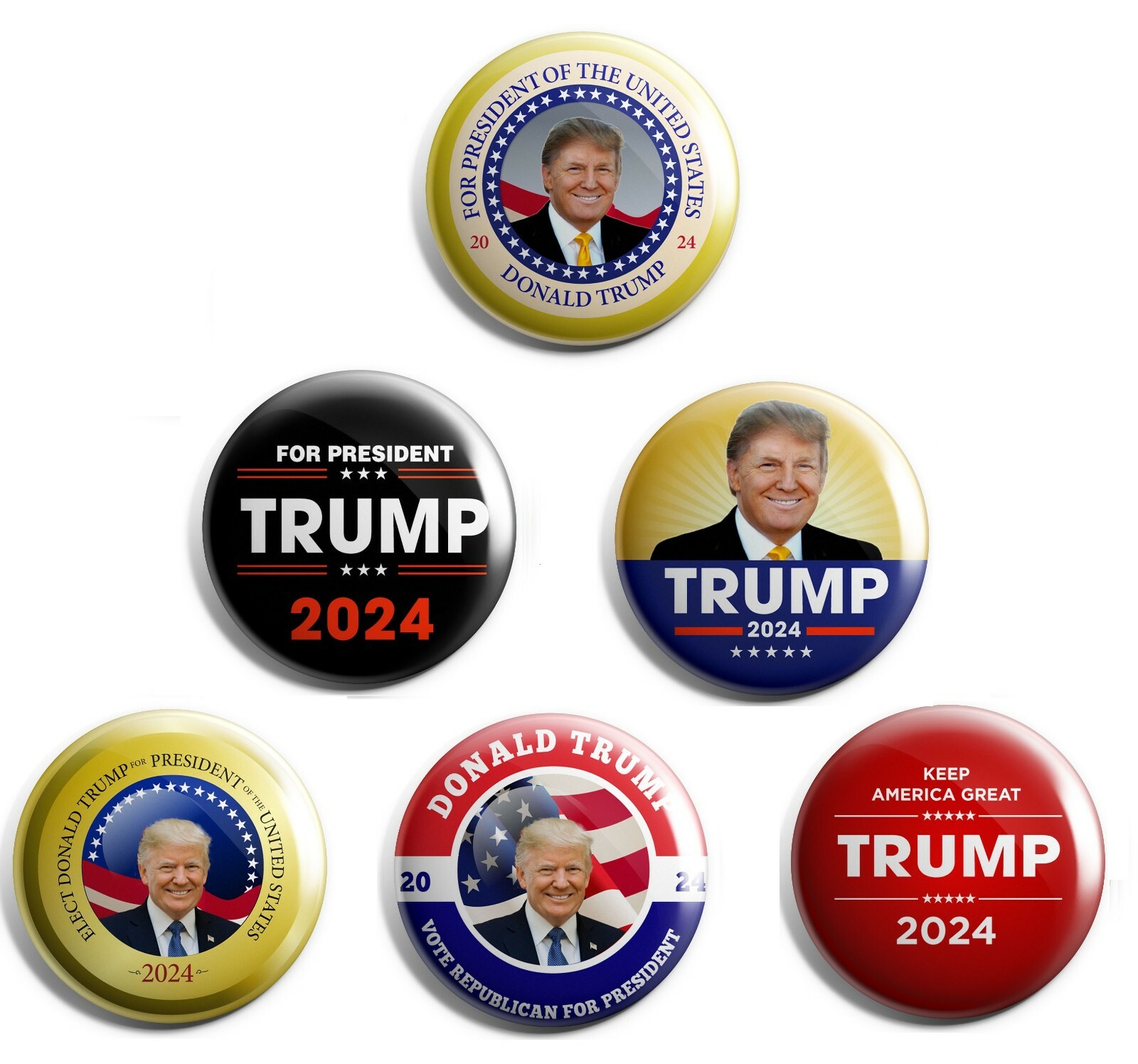 Donald Trump 2024 Campaign Button 30-Pack (DT-24-30-ALL)