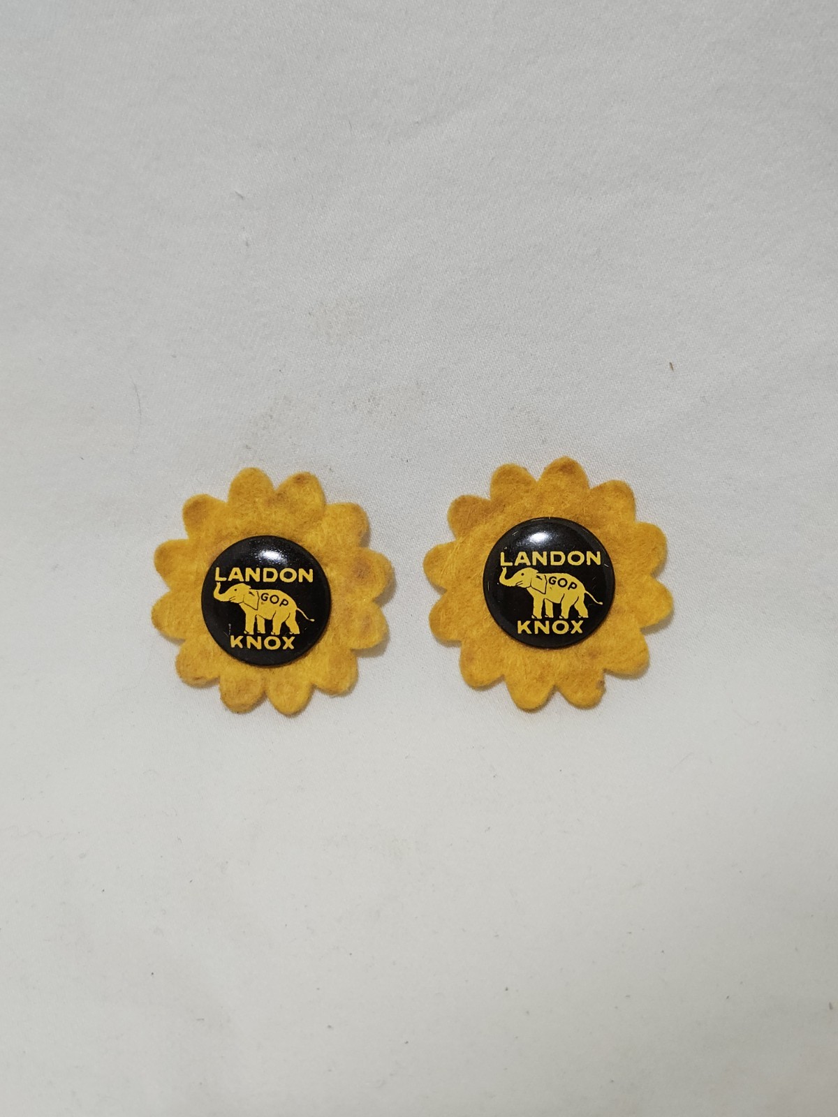 Vintage 1936 Alf Landon / Frank Knox Felt Pin Back Political Button Set Of 2