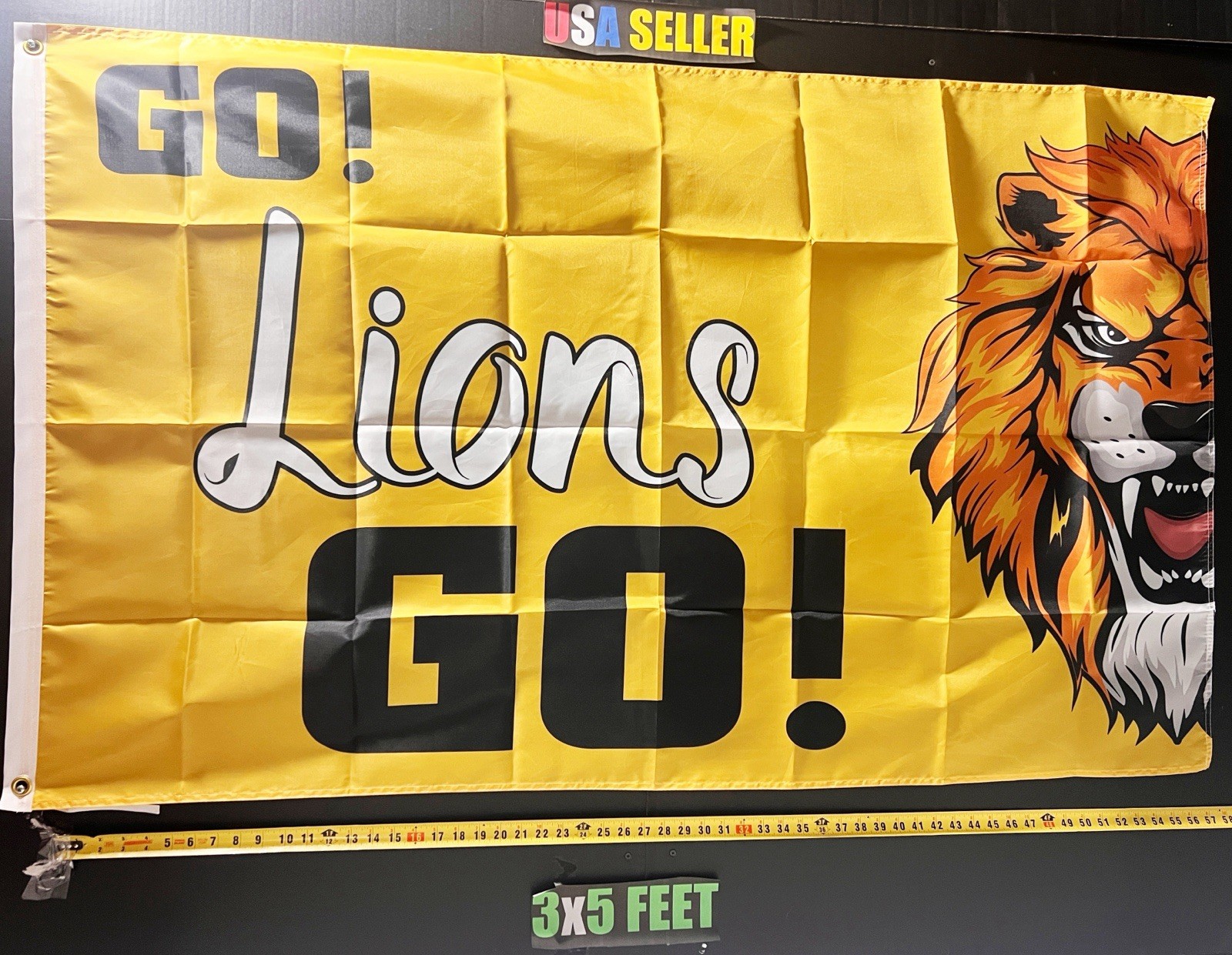 Lions Mascot Flag FREE USA SHIP High School Football Sports Fan USA Sign 3×5′