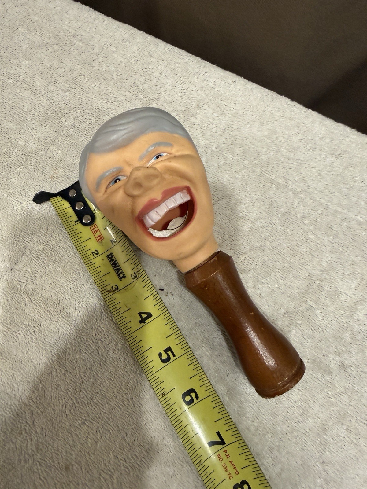 Vtg 1976 Bottle Opener President Jimmy Carter Head 7” Made In Japan Wood Rubber