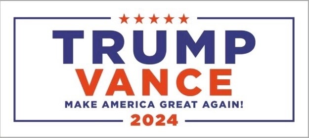 TRUMP VANCE 2024 White Bumper Sticker | Vinyl 9×4 | 3 pack