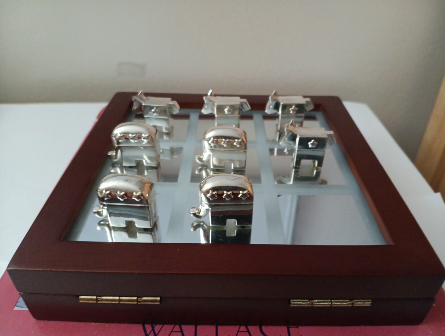 Wallace “Party Animals” Silver Plated Political Tic Tac Toe