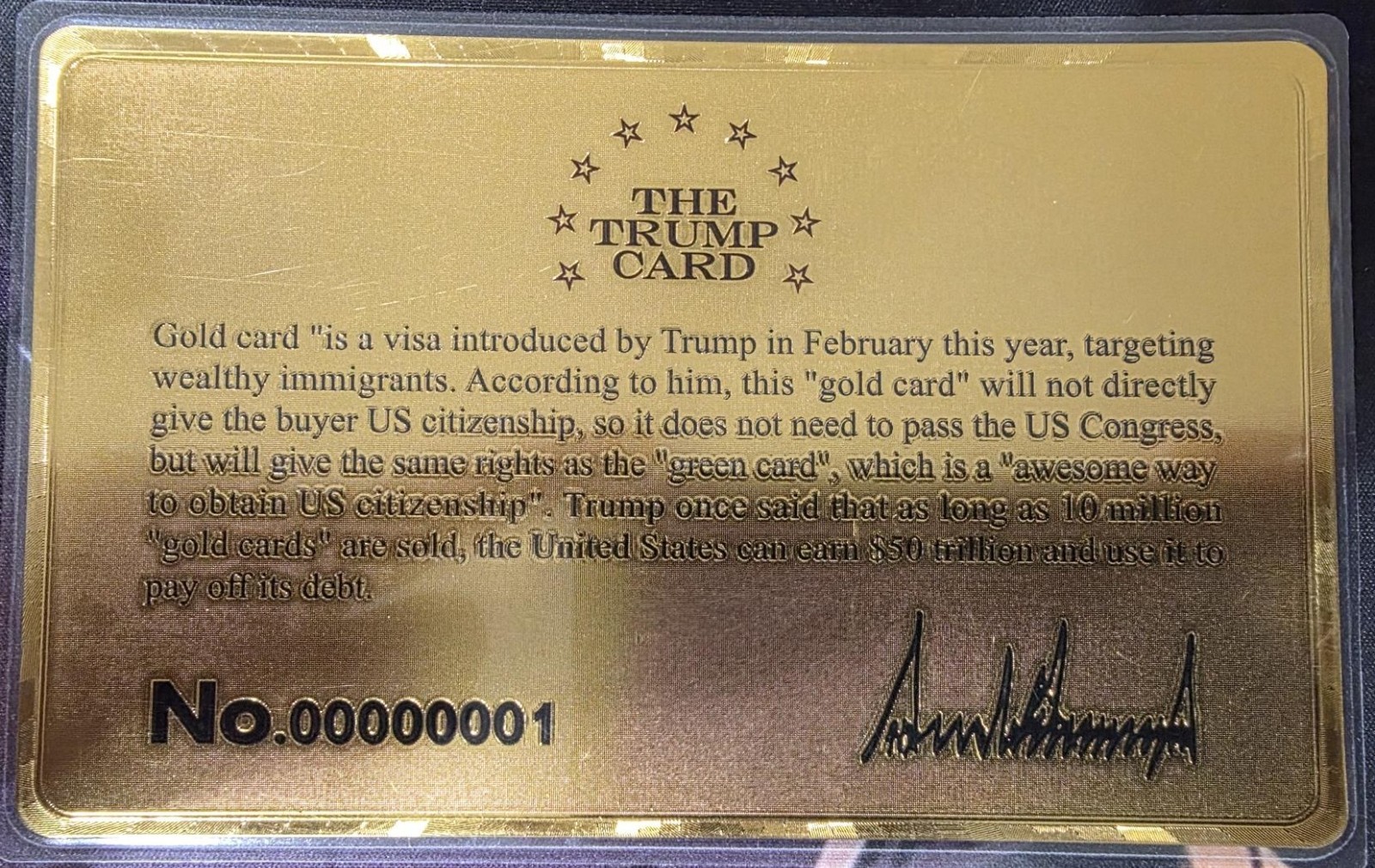 Trump Gold Commemorative Card Collectible Souvenir Visa Edition (Novelty Item)