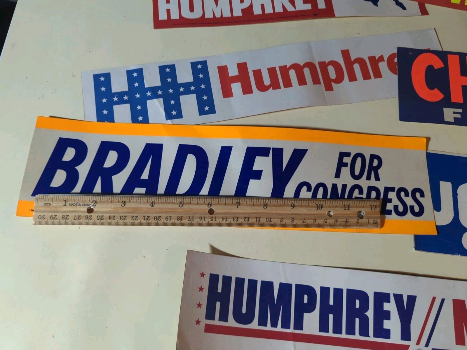 Vintage 1960s Political Bumper Sticker Lot Johnson Goldwater Humphrey Muskie