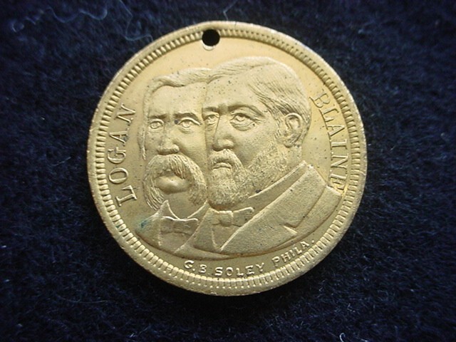 James G. Blaine & John A. Logan 1884 Presidential Campaign Token, Uncirculated