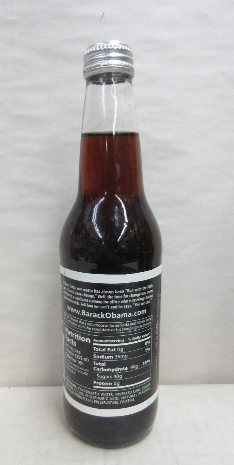 2008 Presidential Campaign Jones Soda Obama Yes We Can Cola 12oz UNOPENED SEALED