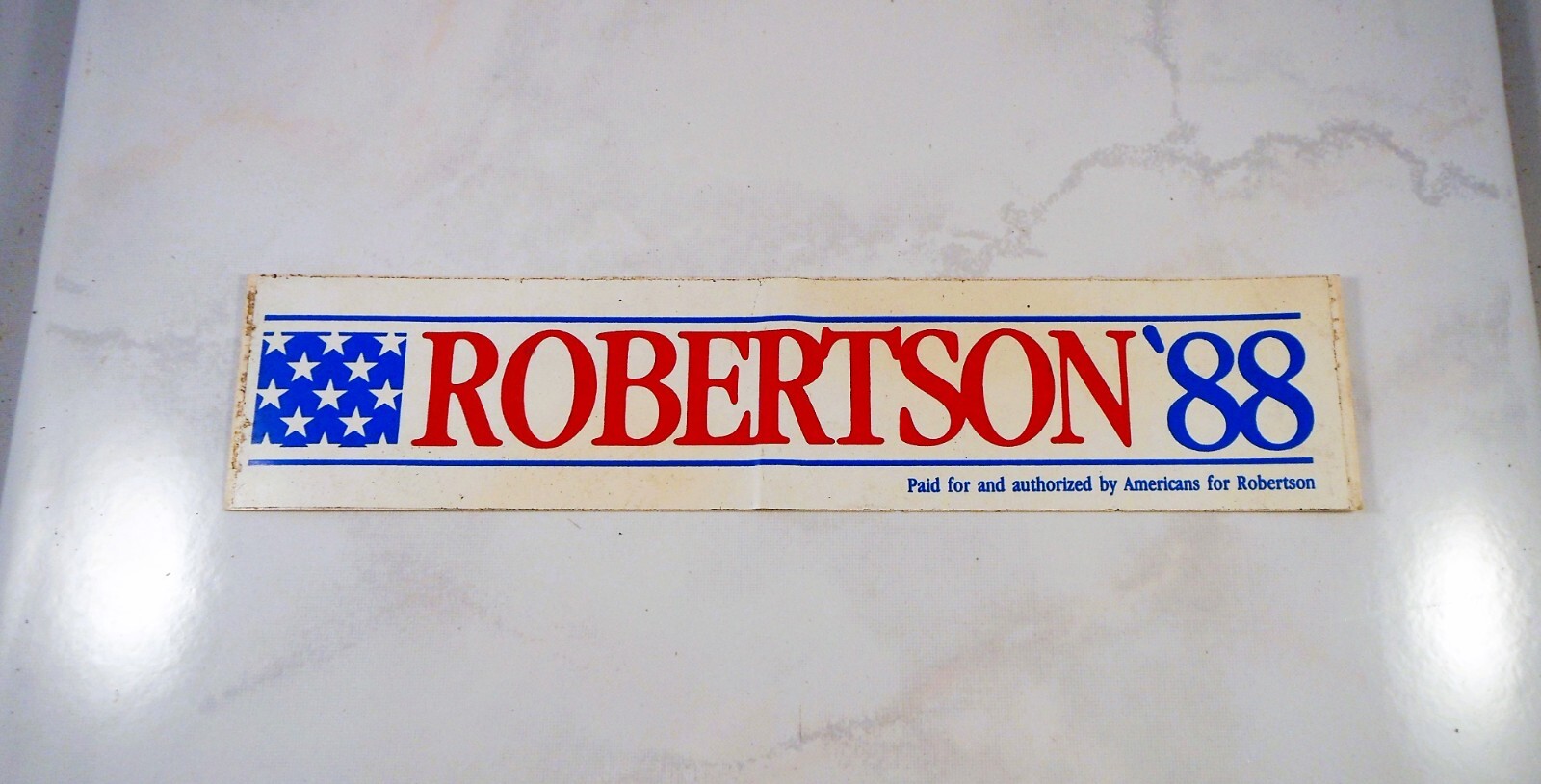 Vintage “ROBERTSON ’88” Bumper Sticker Pat Robertson’s Run For President in 1988