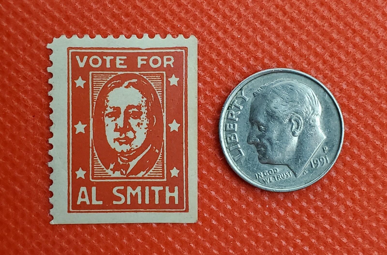 Vote for Al Smith 1928 Scarce Poster Stamp American Politician Governor of N.Y.