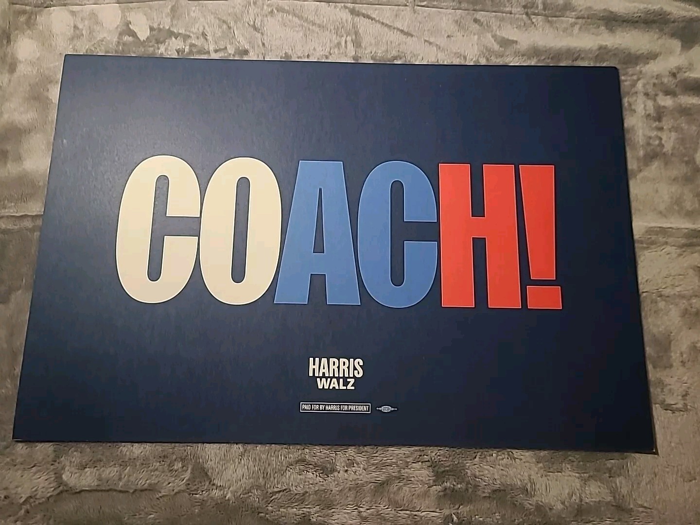 Kamala Harris Official Campaign Placard 18″ X 12″ Tim Walz Rare “Coach”
