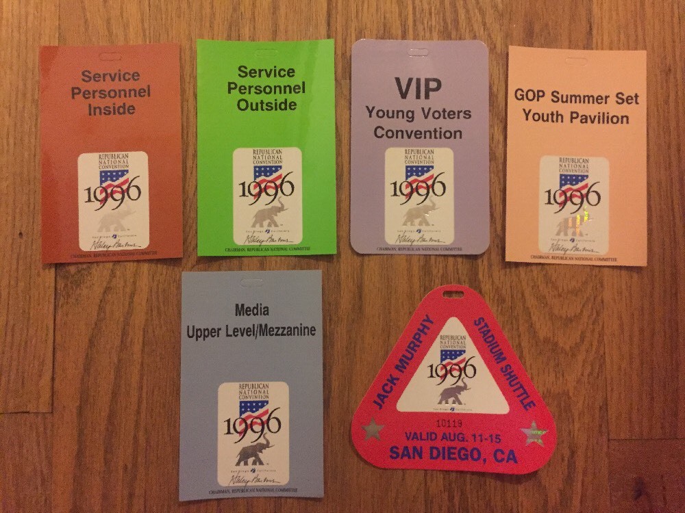 1996 Republican National Convention Credential Set Six Passes Bob Dole Jack Kemp
