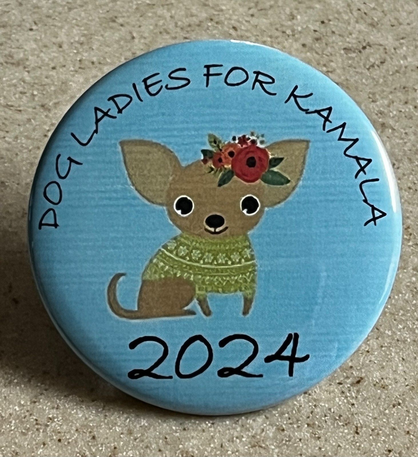 Dog Ladies for Kamala Harris Pin-Back, 2 1/4 inch