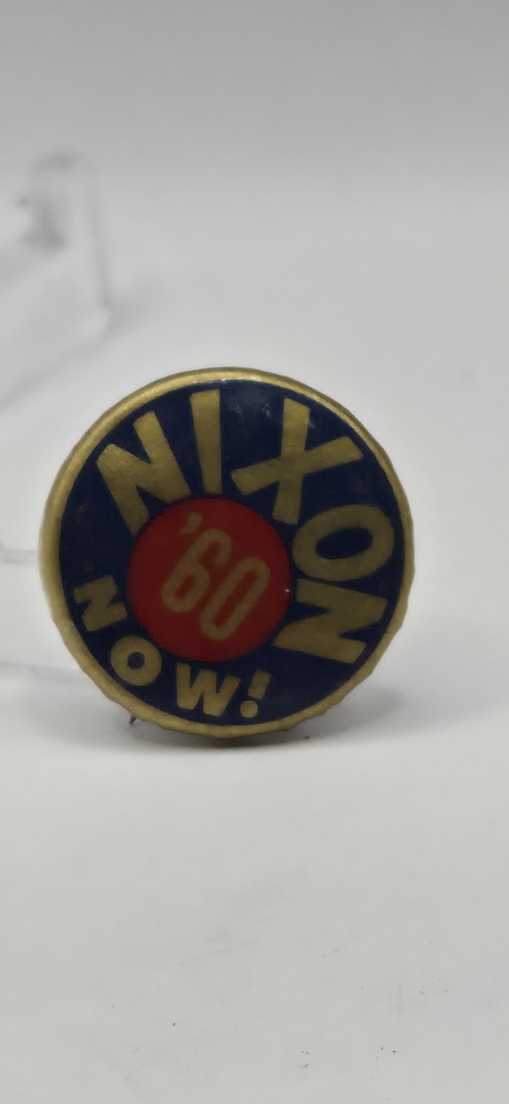 1960 (Richard) Nixon Now! Red Blue Gold Republican Political Campaign Button Pin