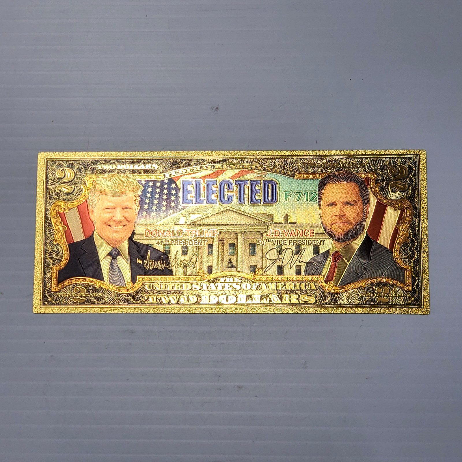 Donald Trump JD Vance 24K Gold Foil $2 Bills & Certificate (10 pack)