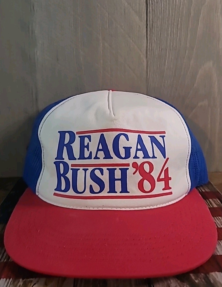 Reagan Bush 84 Meshback Adjustable Retro Hat (AMERICAN MADE) Not Vintage