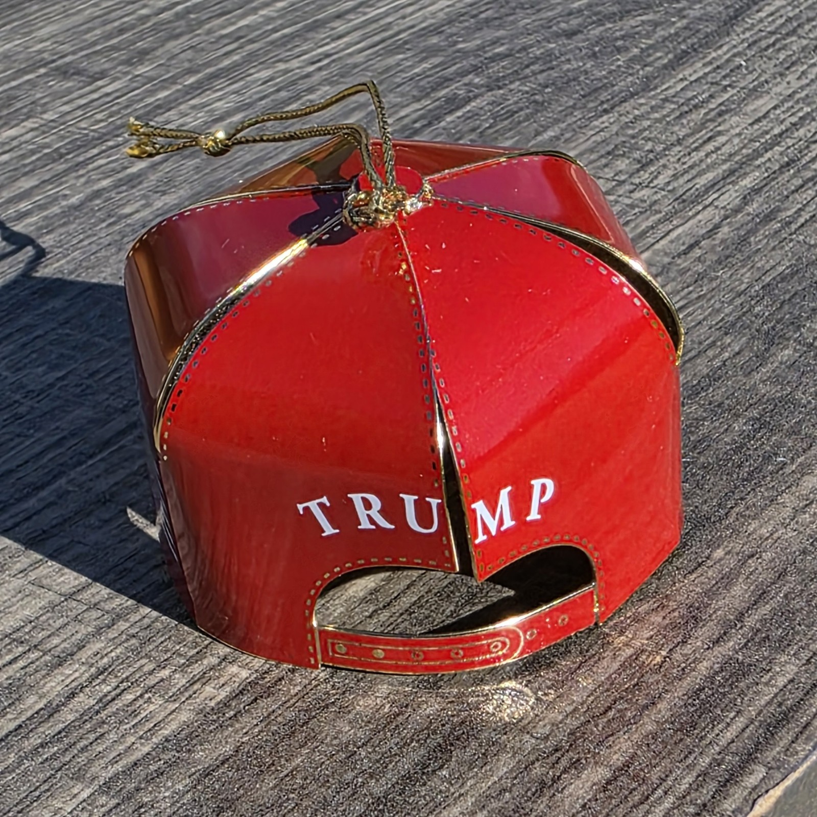 NEW Trump Christmas Ornament Metal Red Hat MAKE AMERICA GREAT AGAIN Maga NIB