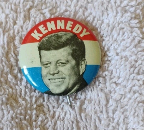Vintage 1960 JFK John Fitzgerald Kennedy Presidential Campaign Button Pin Green