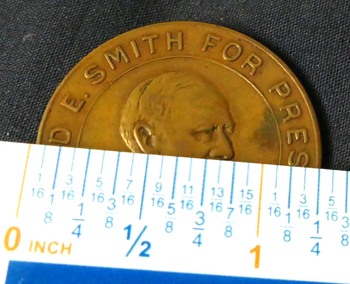 1928 Alfred E. Smith For President Brass Coin Token “All For Al” “Al For All”