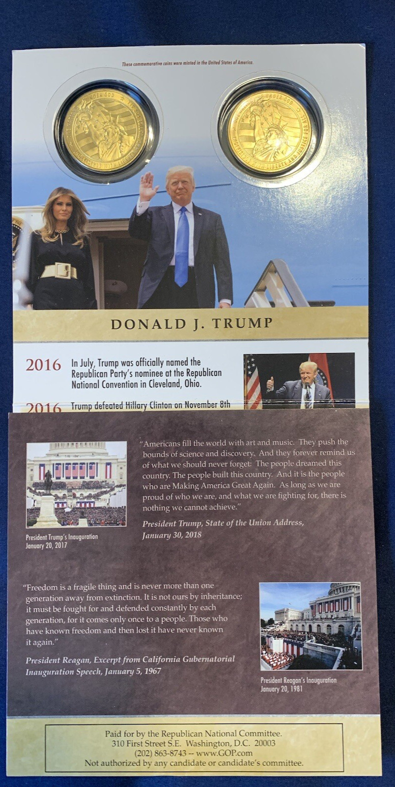2020 DONALD TRUMP / RONALD REAGAN COIN SET RNC 2020 — LIMITED EDITION RARE!