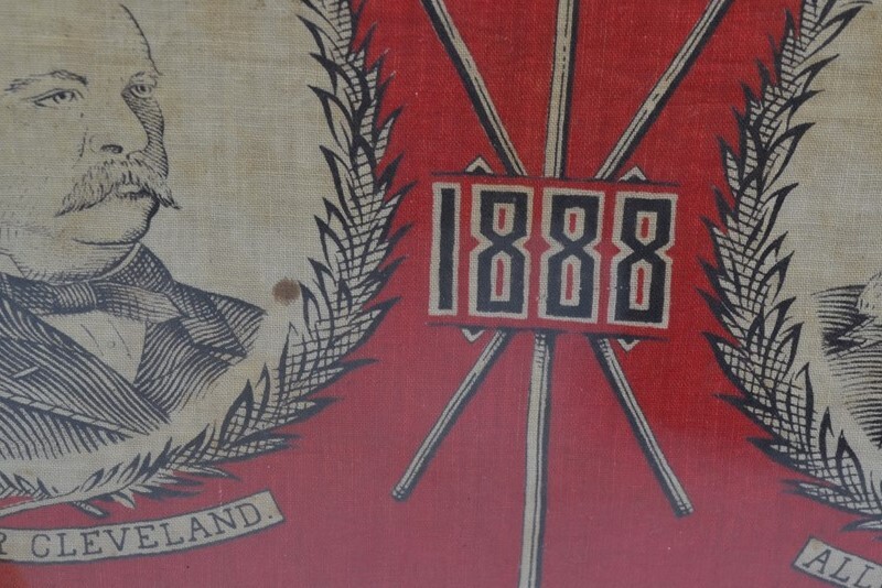 antique Republican 1888 Cleveland/ Thurman red political handkerchief original