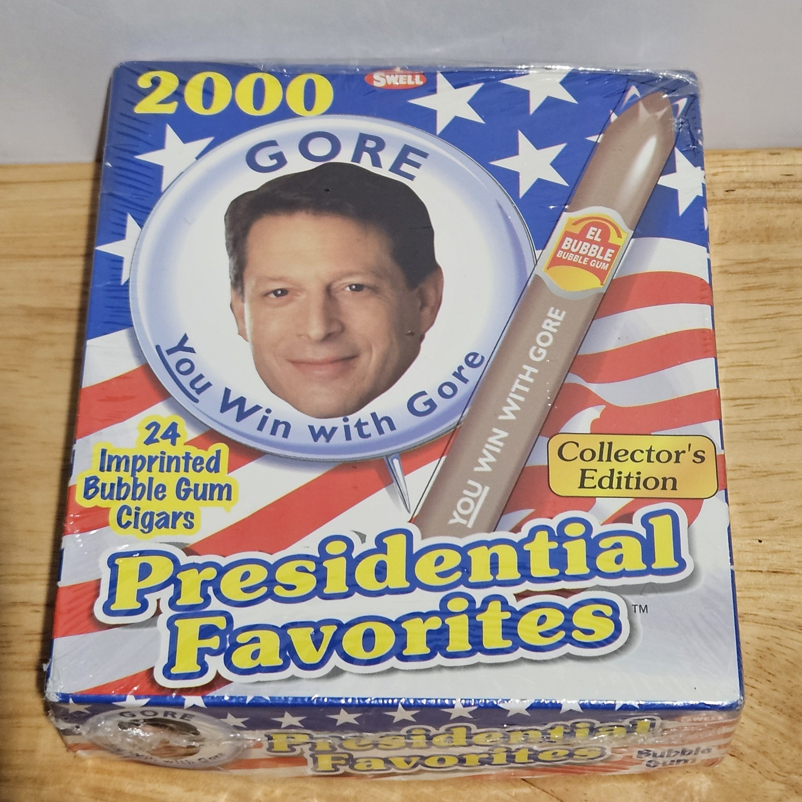 Vintage Al Gore Presidential Campaign Complete Sealed Box of Bubble Gum Cigars