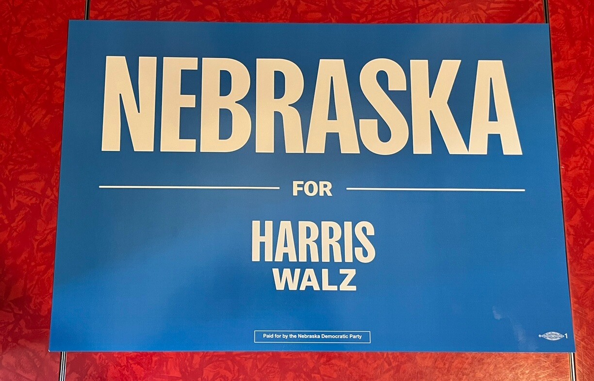 2024 NEBRASKA for KAMALA HARRIS / TIM WALZ CAMPAIN SIGN 18″ x 12″