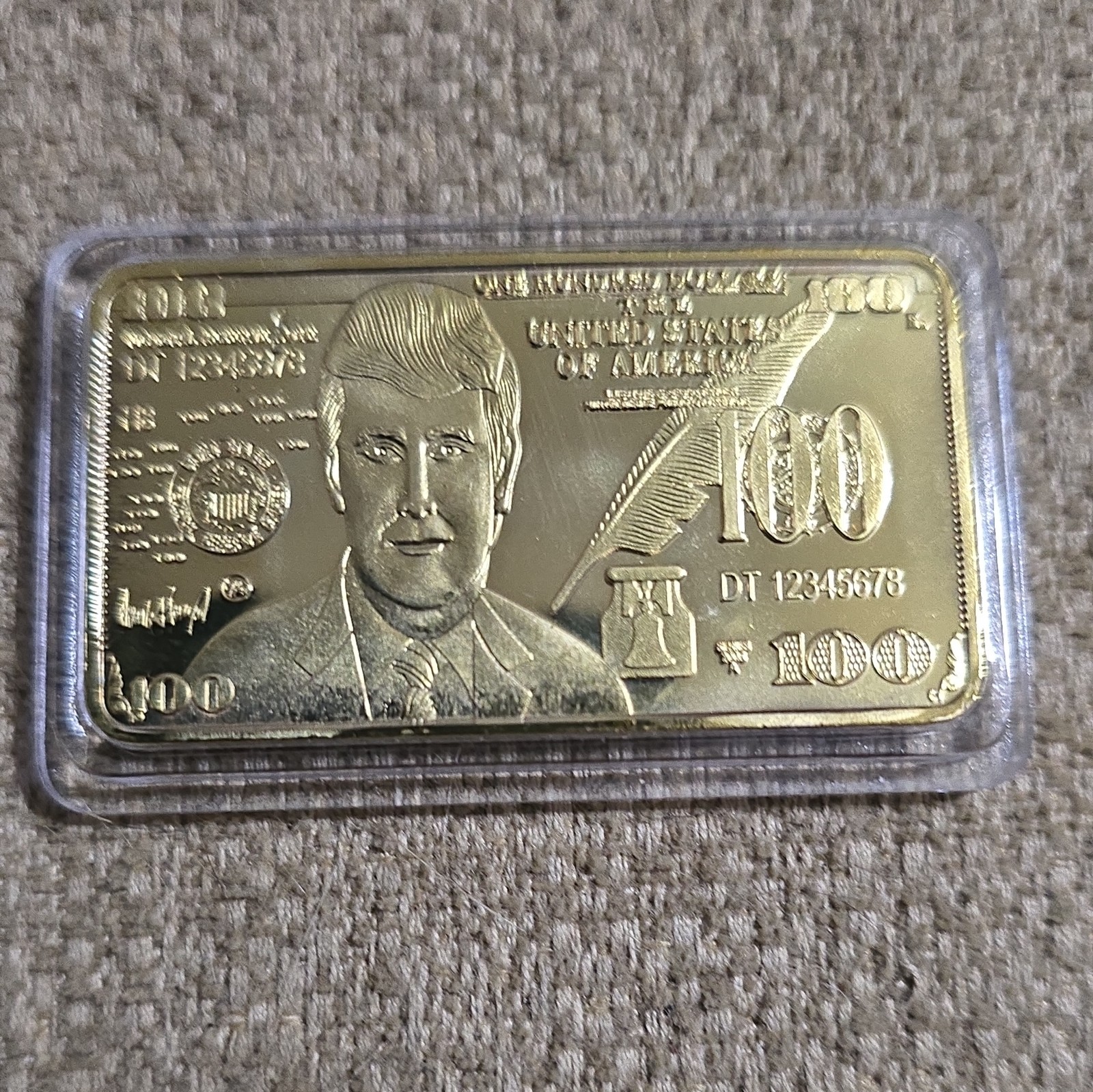 Donald Trump 24K Gold Plated $100 Bar – Collectable Coin/Bar