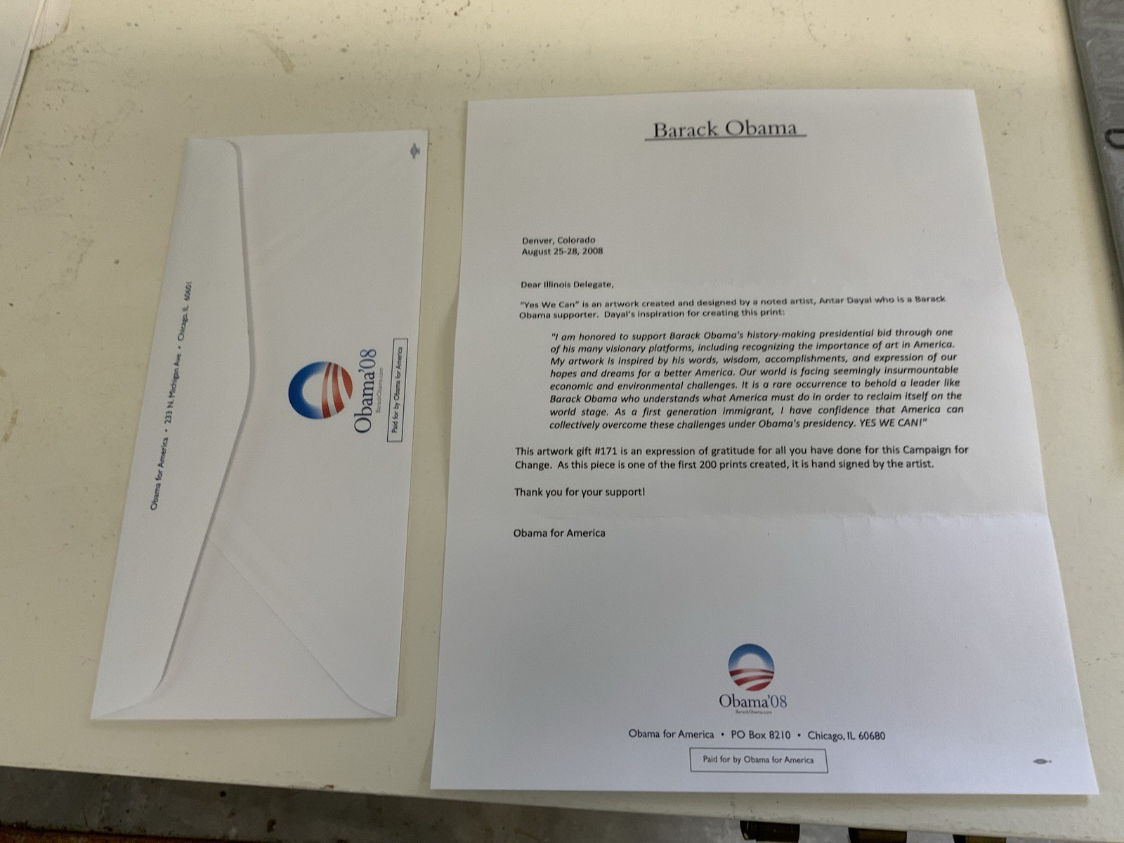 “YES WE CAN” ~ Obama For America Campaign ~ Antar Dayal ~ SIGNED ~ 2008