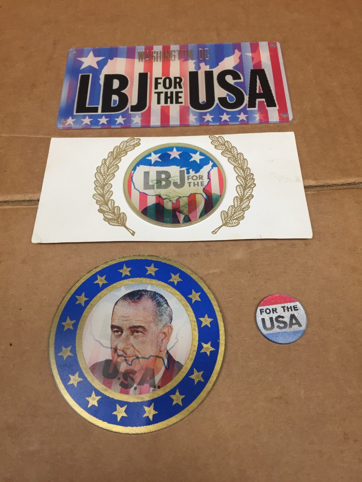 1960’S PRESIDENT LBJ LYNDON B JOHNSON CAMPAIGN POLITICAL PHOTO FLICKER 4 PC SET