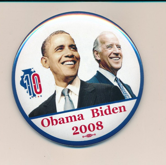 Official Illinois IL Obama Biden jugate cello campiagn button 3″