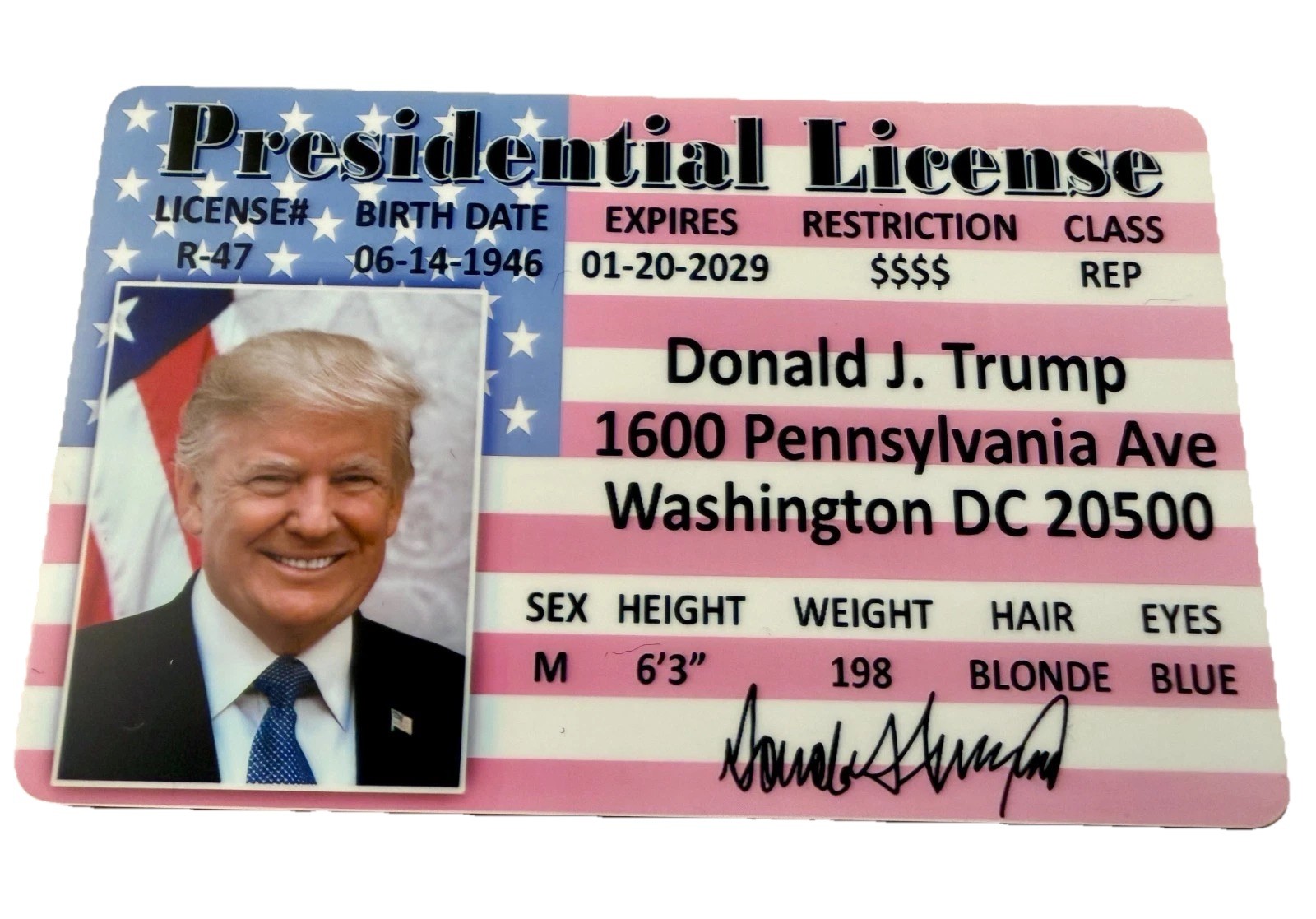 Donald Trump LOT of 15 PRESIDENTIAL LICENSE CARD ID Card Plastic Fun MAGA Gift
