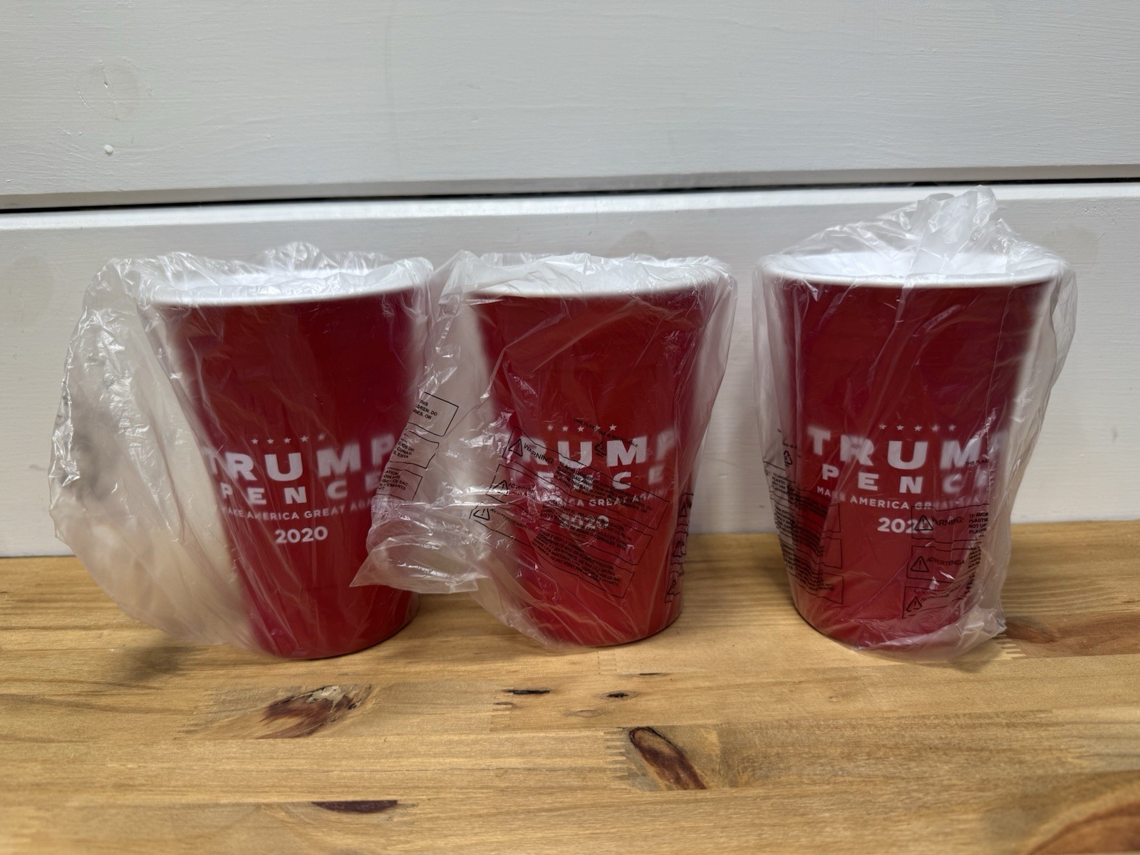3 Trump Pence Red Cups 2020 Hard Plastic Make America Great Again Presidential