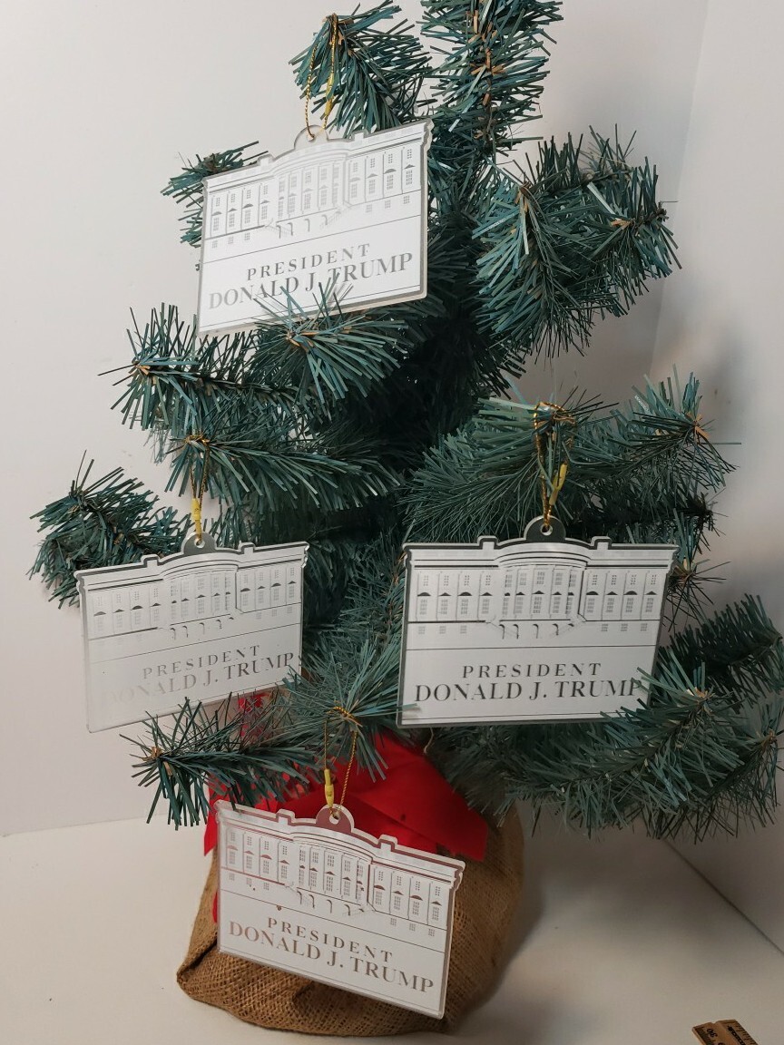 Lot of 4: President Donald Trump White House Christmas Ornament Plastic No Tree