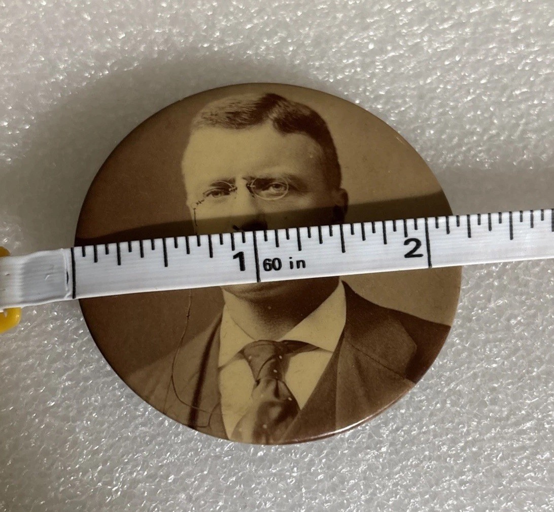 1904 POLITICAL PHOTO BUTTON THEODORE ROOSEVELT 2 1/4″ UNLISTED HAKE