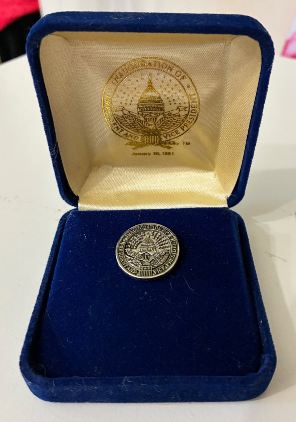 1981 Inauguration of President Reagan and VP Bush Tie/Lapel Pin – Original Box