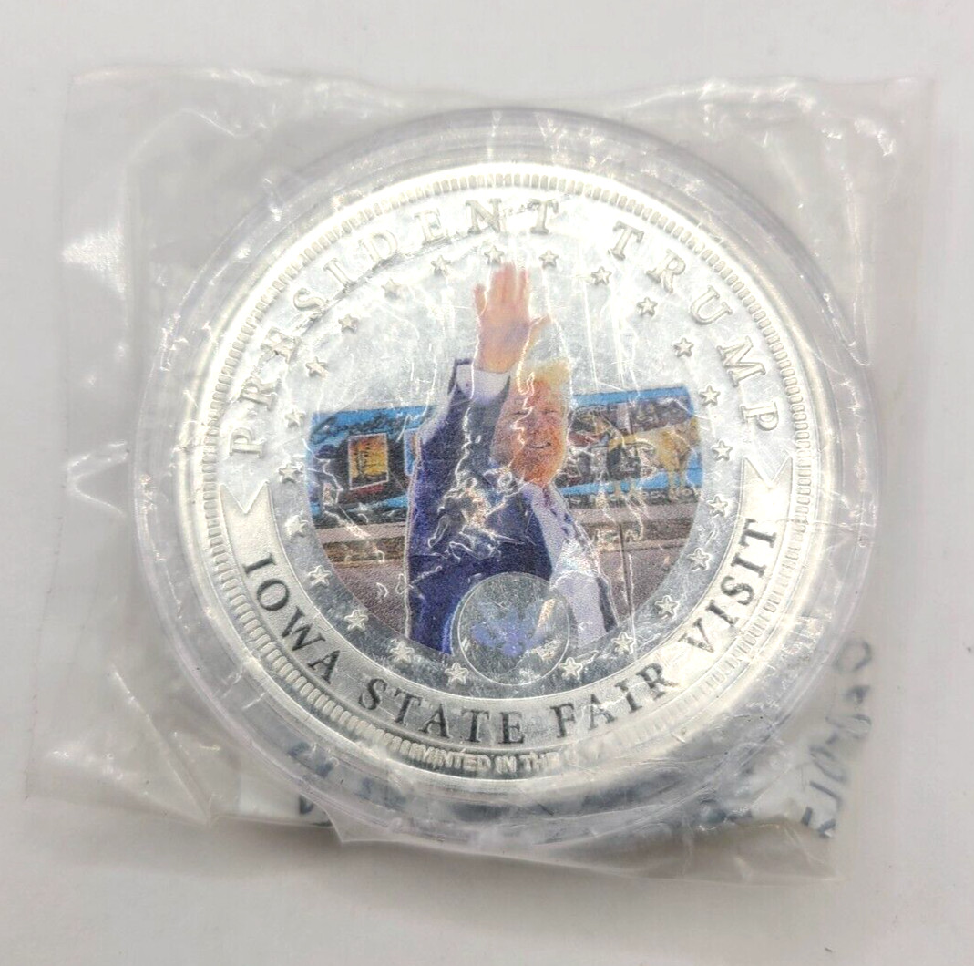 President Donald Trump Iowa Staff Fair Visit Silver Plated Commemorative Coin