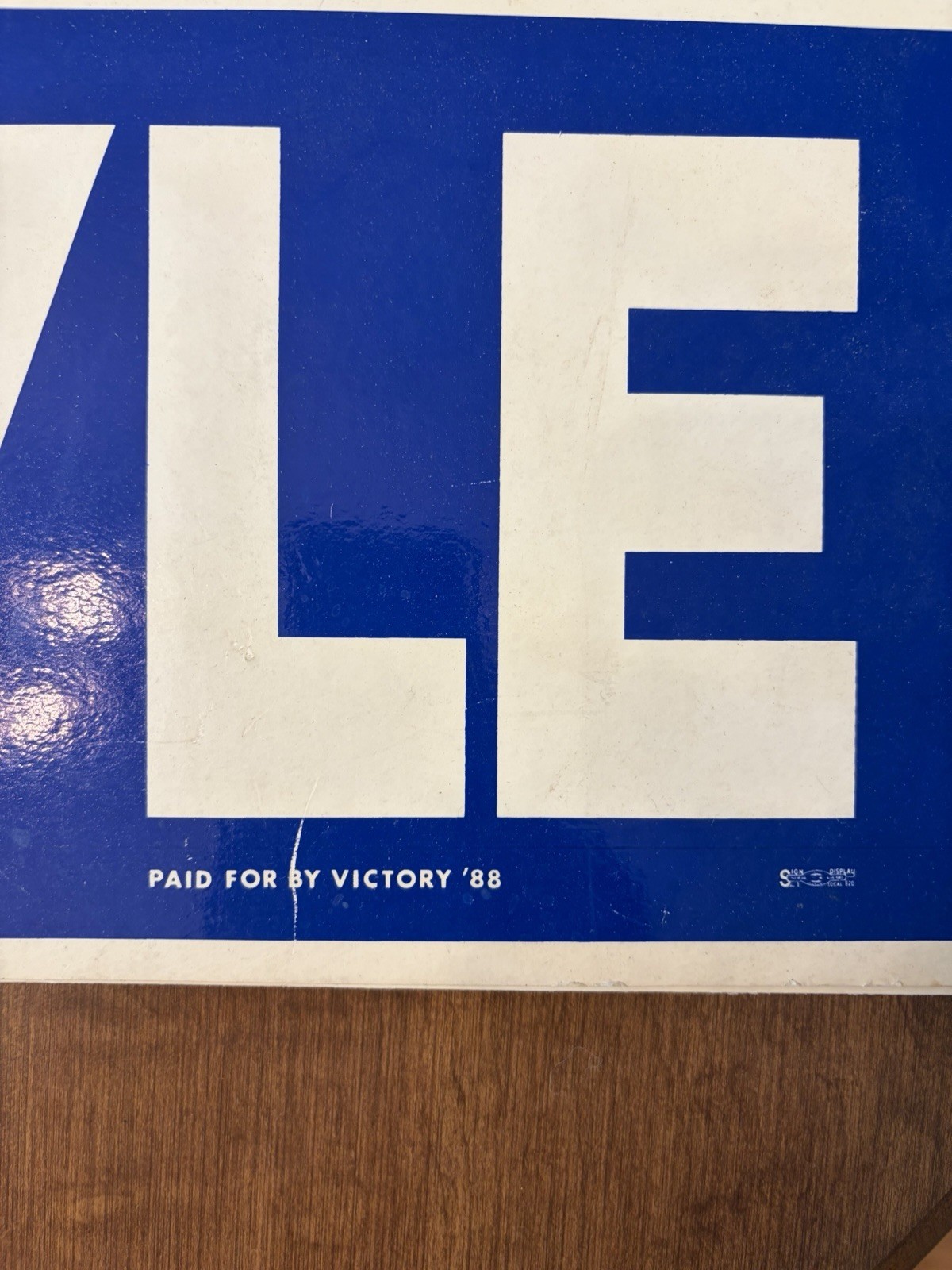 Vintage Bush/Quayle 1988 Campaign Sign 22”x13.5” Blue/White