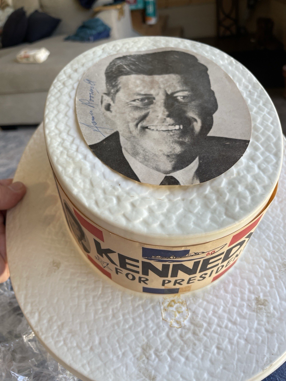 John F. Kennedy 1960 Kennedy for President Plastic Campaign Hat Signed