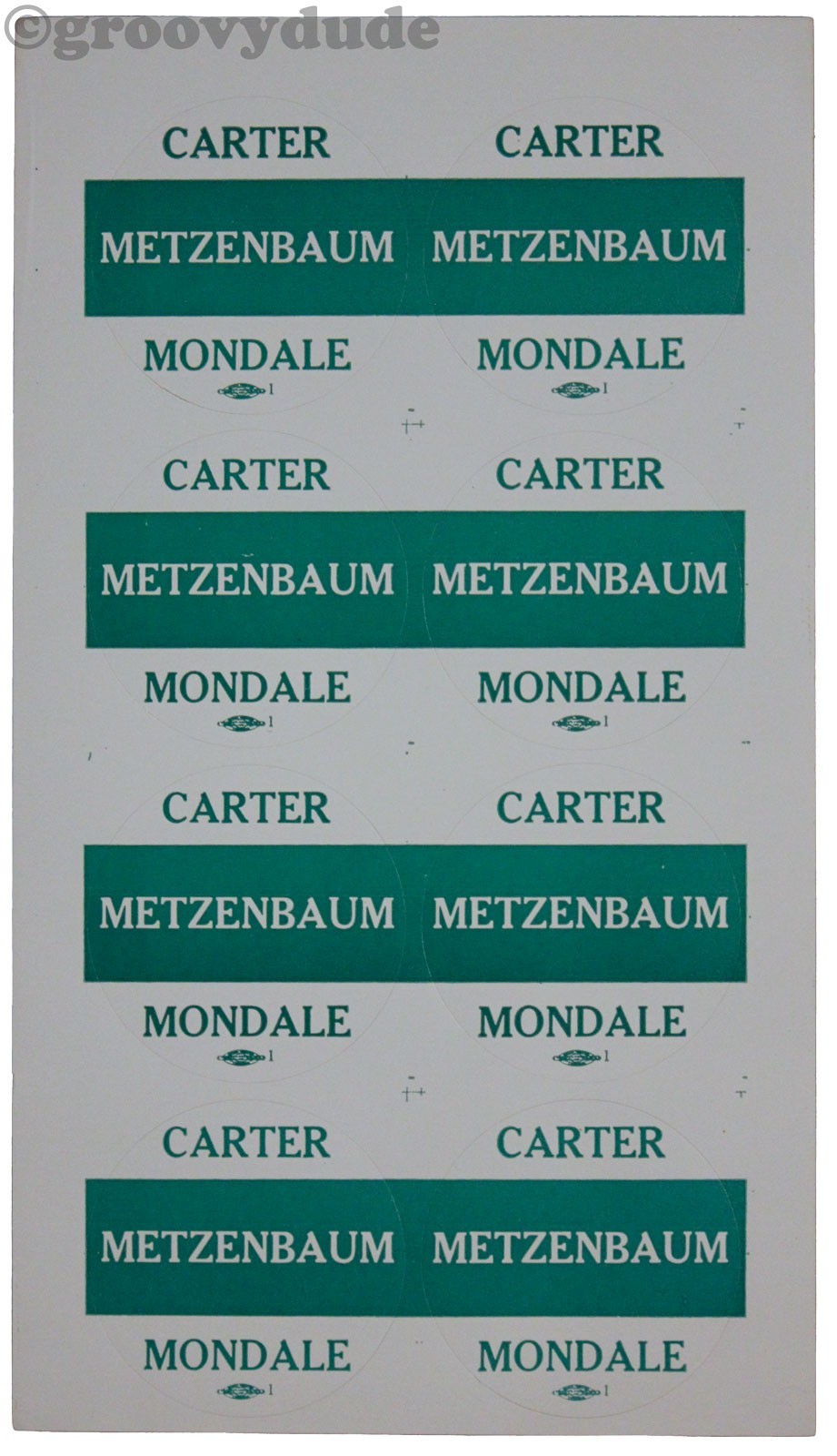 Jimmy Carter Walter Mondale Howard Metzenbaum OH 76 Campaign Round Sheet Sticker