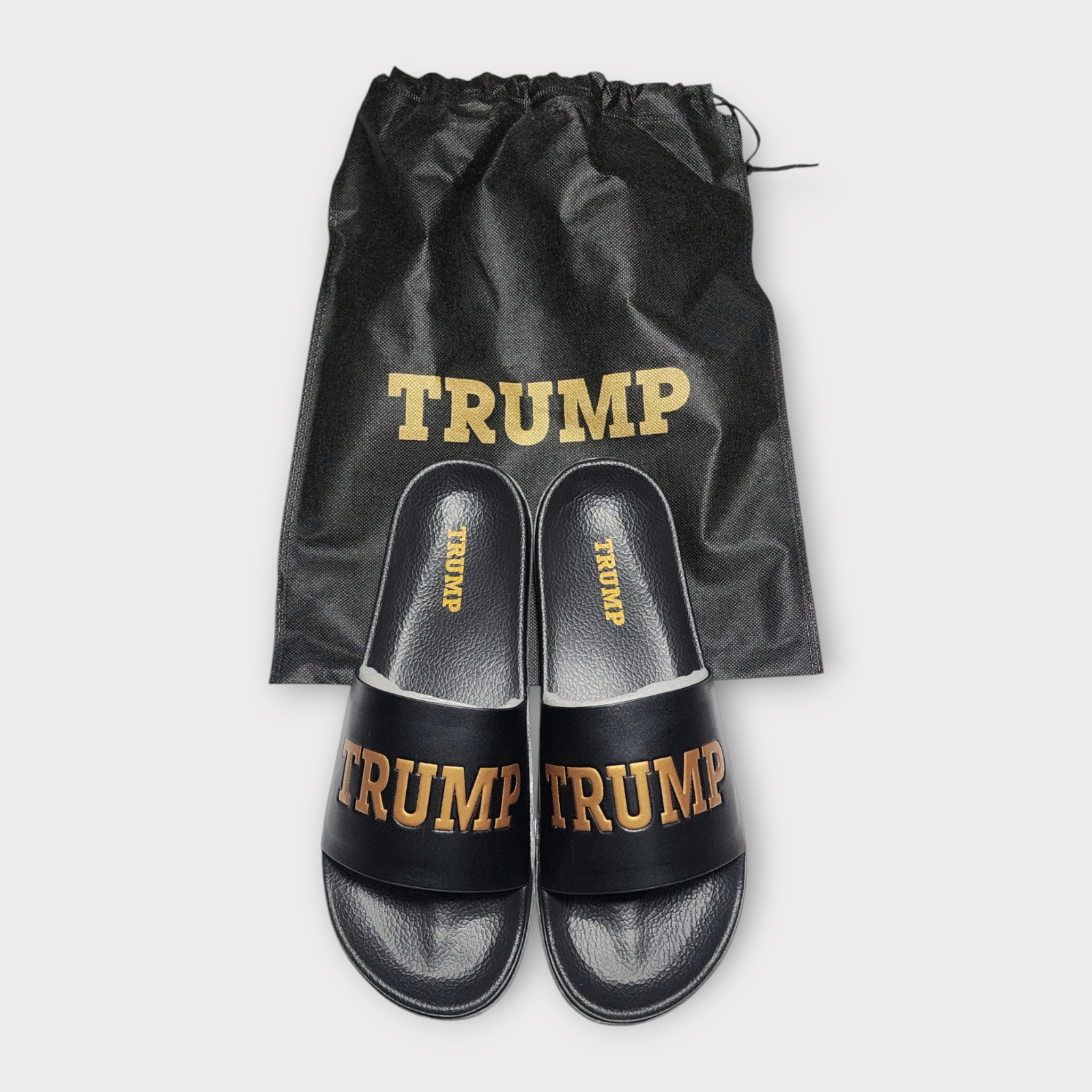 DONALD TRUMP Slides Black & Gold Authentic Sandals NEW Size XL Men’s US Official