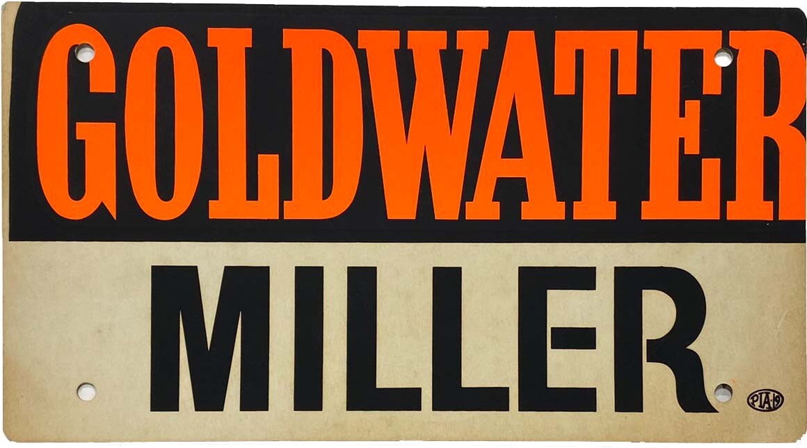 Arizona Barry Goldwater Miller 1964 Political Campaign Booster License Plate