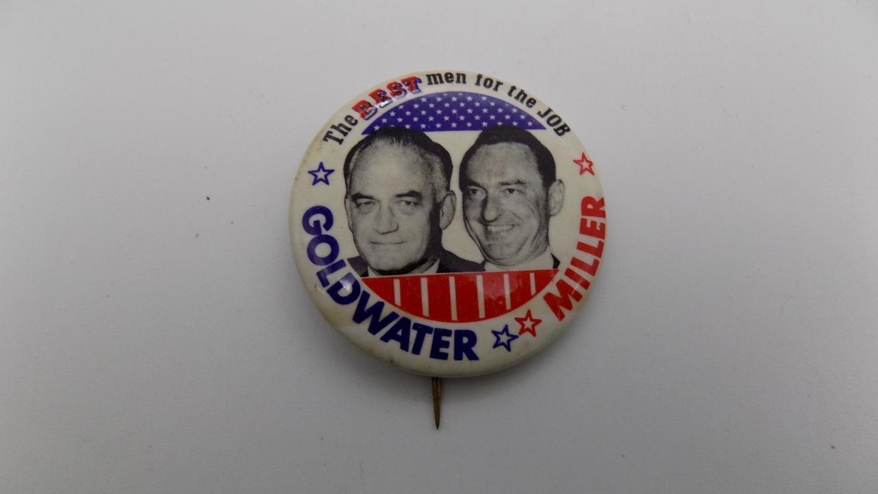 Goldwater Miller “Best Men” Pinback Button 1-3/4″ President Campaign 1964 NOS