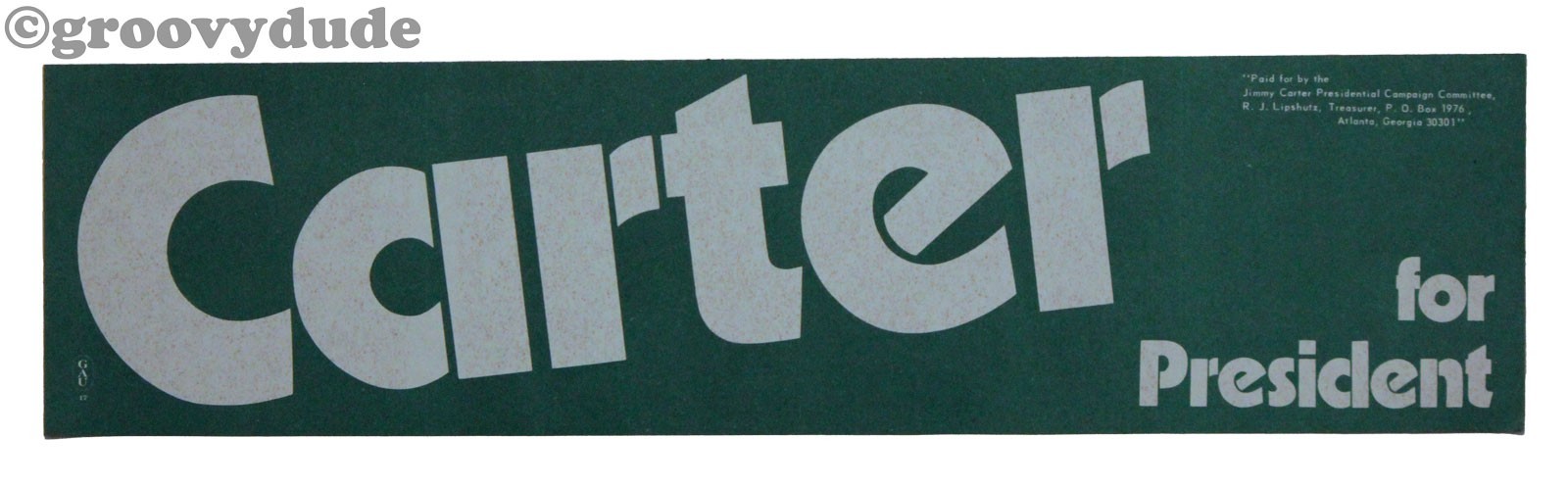 1976 Carter for President Green Campaign Bumper Sticker – Official Stencil Issue