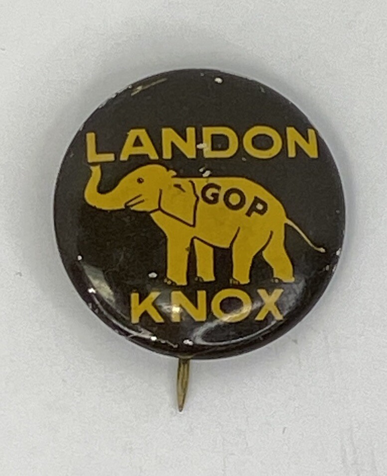 Vintage 1936 Alf Landon & Frank Knox Presidential Campaign Button GOP Republican