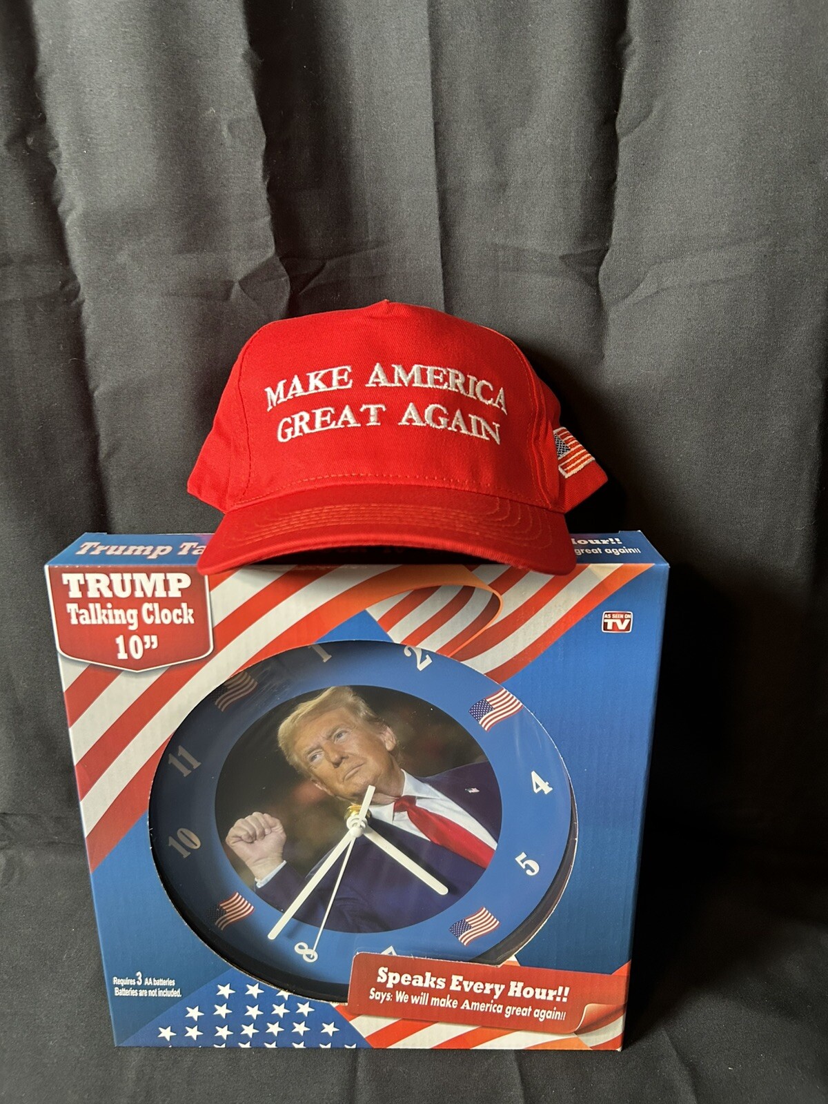 Donald Trump Clock & Make America Great Again Hat Combo. All New