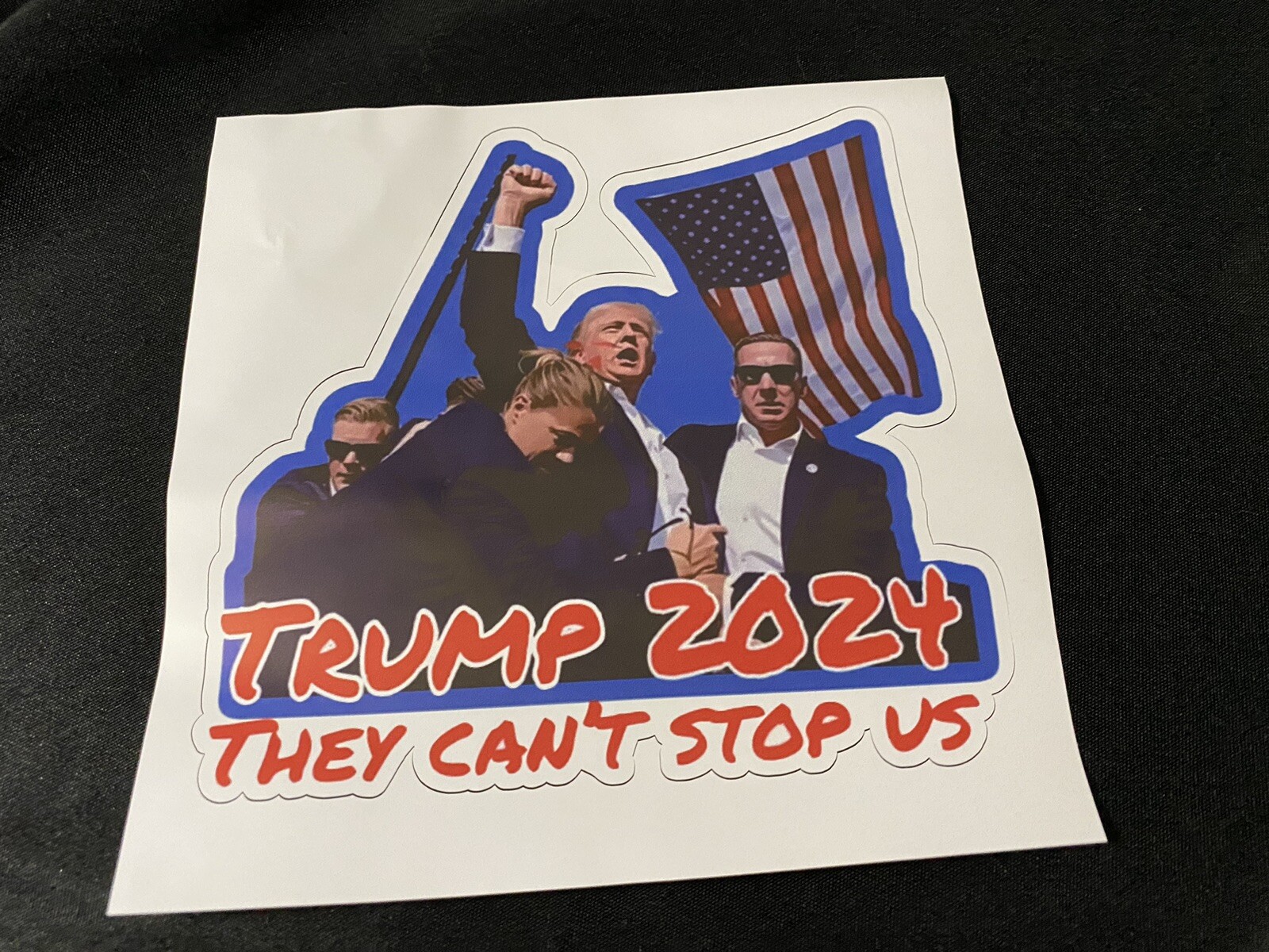 MAGA Trump 2024 LARGE Soft Vinyl Color Sticker 6”x 5.25” “They Can’t Stop Us”