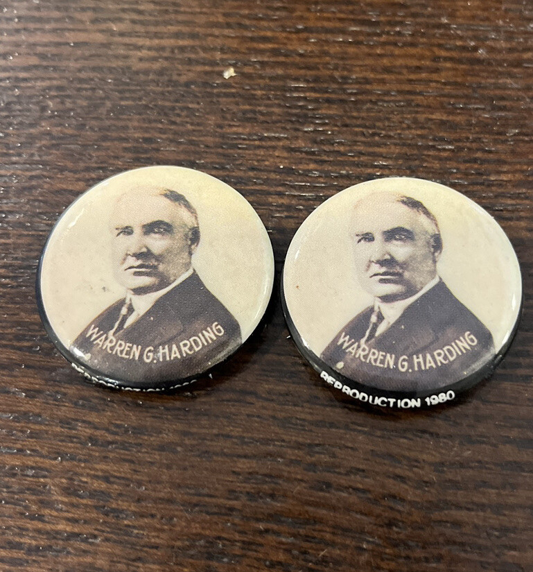 Warren G Harding 1980 Pinback Lot Of 2