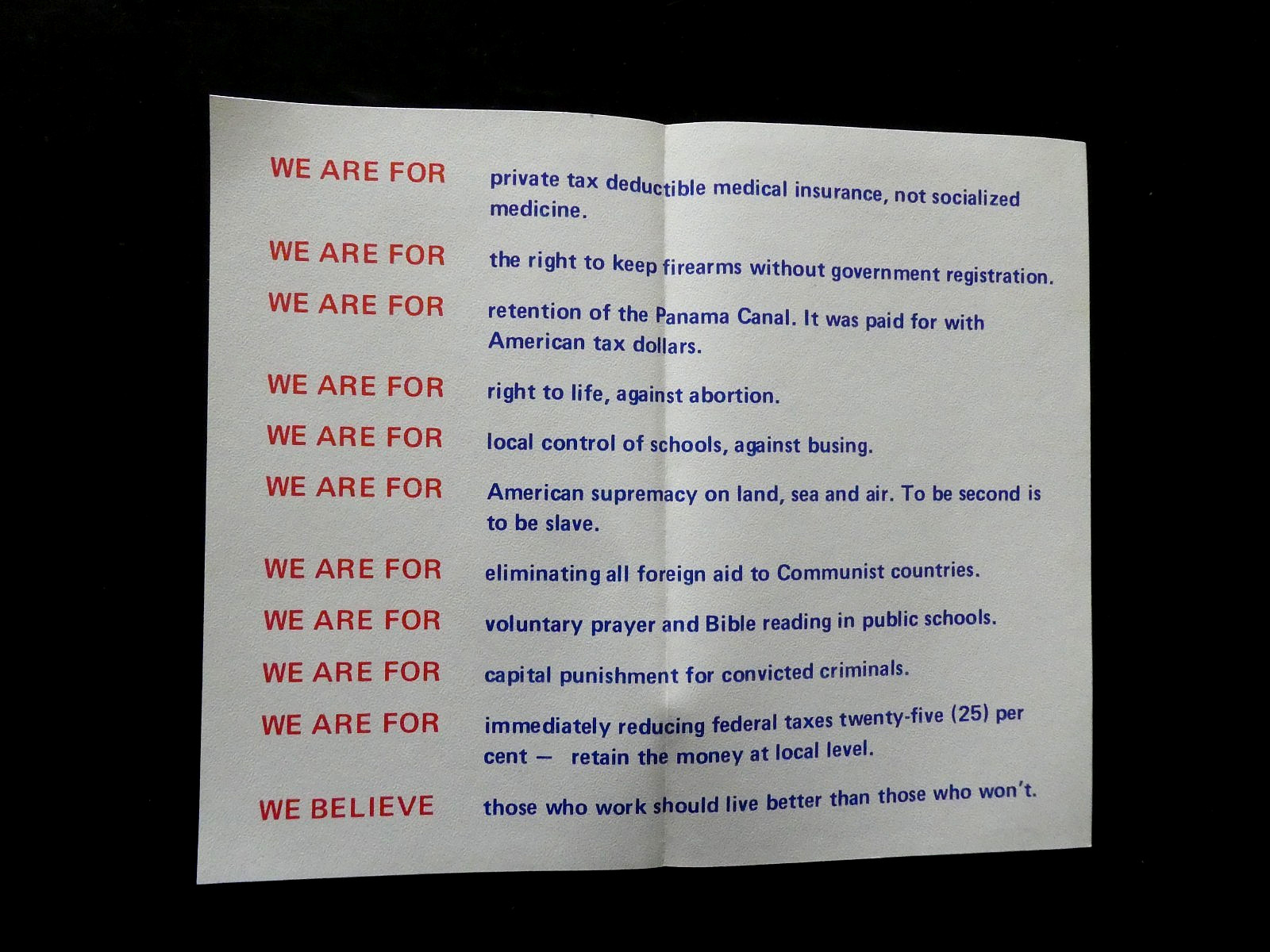 1976 Lester Maddox For President Brochure Cards Georgia Governor segregationist