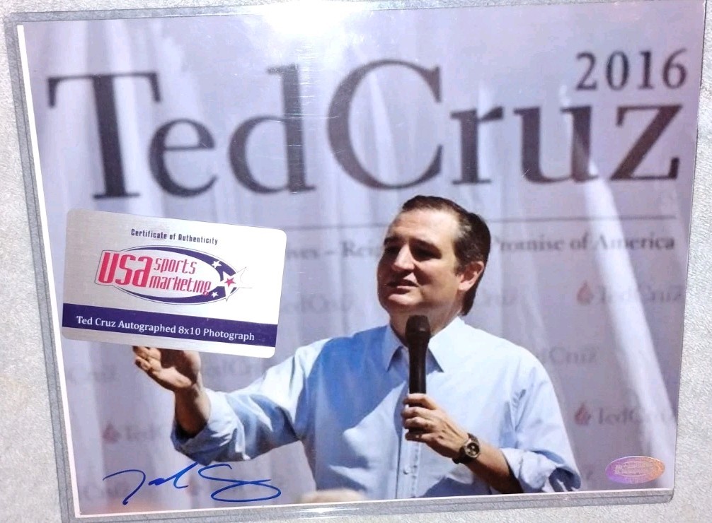 Ted Cruz 2016 Campaign Autographed Photograph w/ USA Sticker & COA