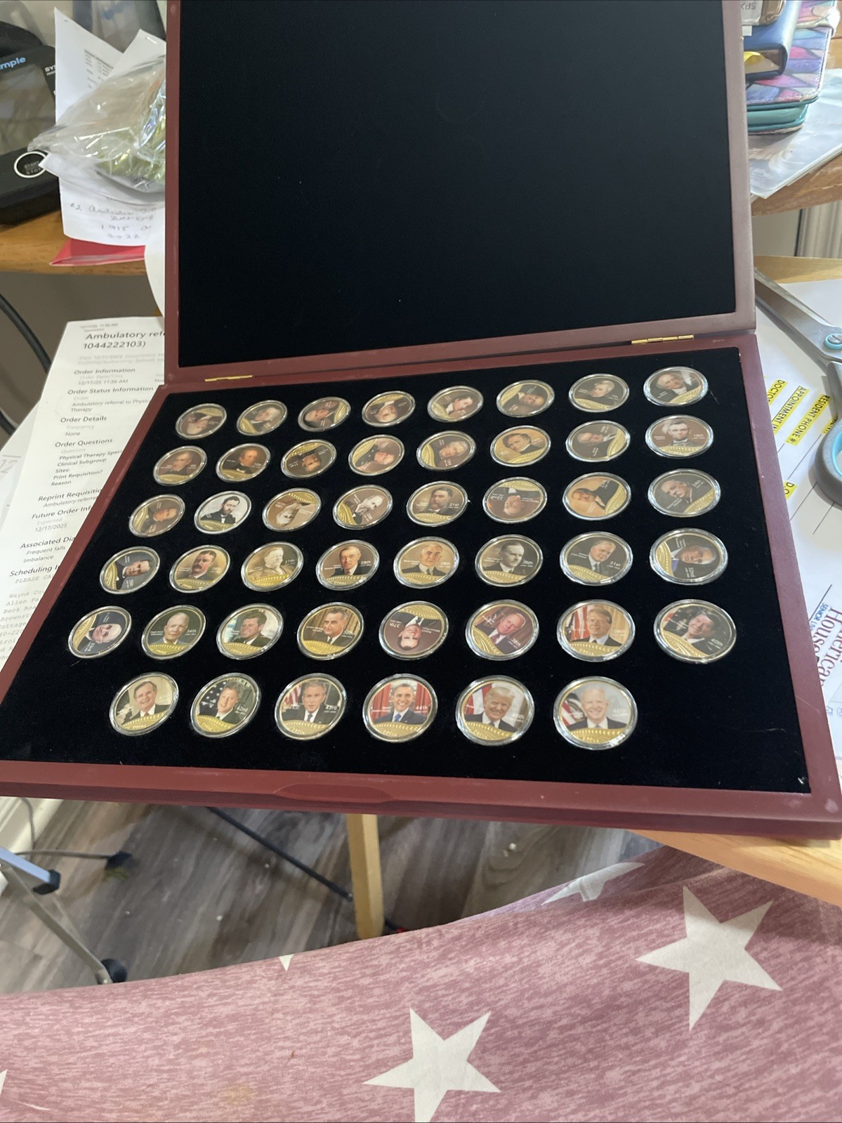 Presidential Commemorative Coin Set Of 46 In Wood Presentation Box